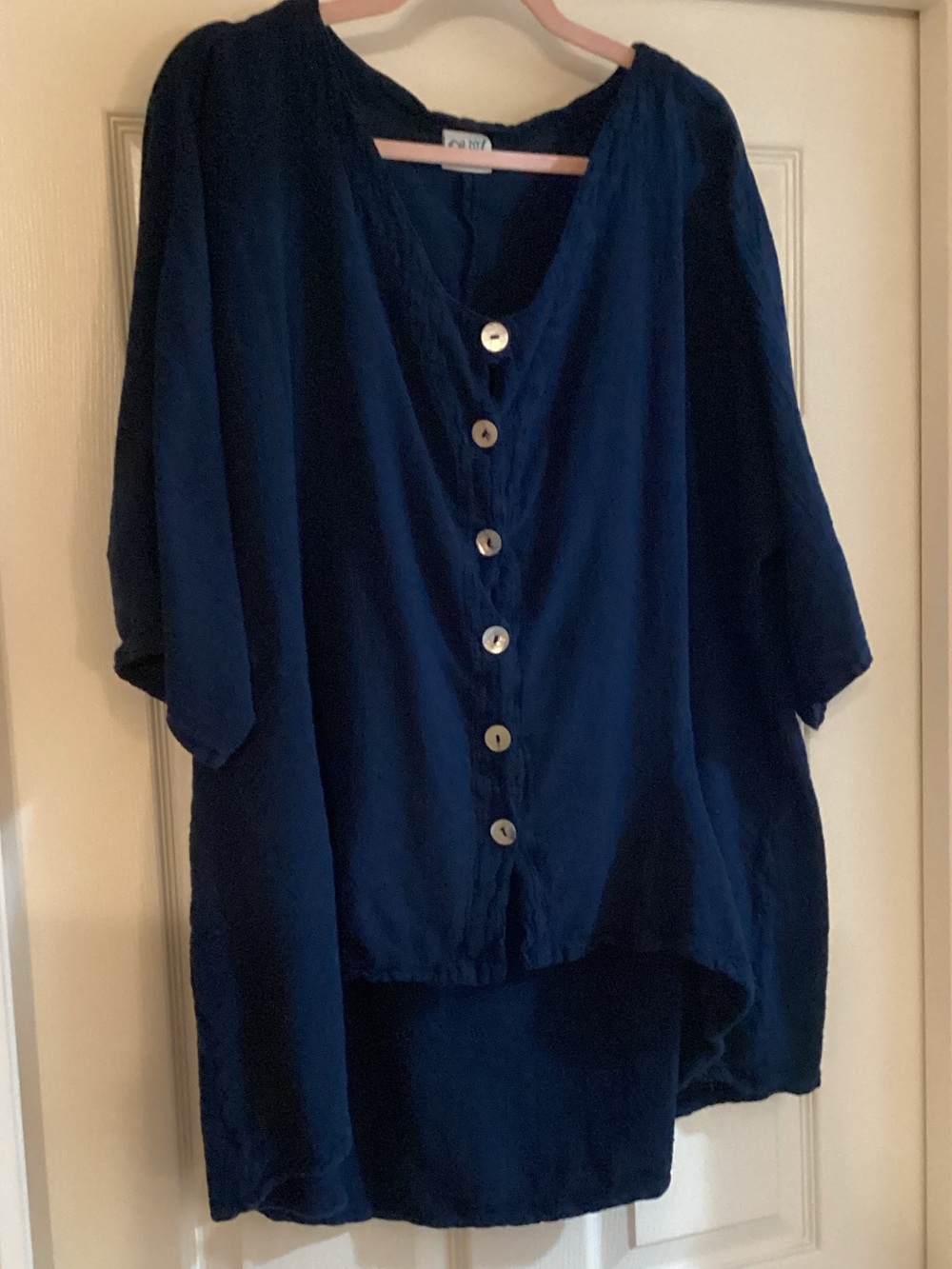 Oh My Gauze! Navy Button-Front Relaxed Tunic